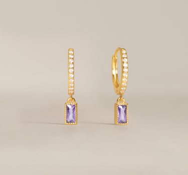 Paved Baguette Alexandrite Hoops