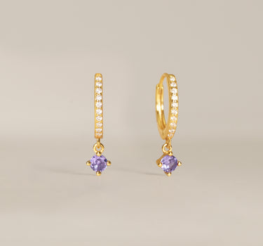 Paved Single Stone Alexandrite Hoops