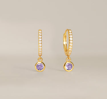 Paved Dangle Alexandrite Gemstone Hoops