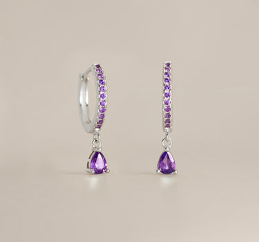 Amethyst Paved Teardrop Hoops
