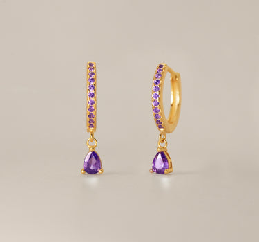 Amethyst Paved Teardrop Hoops