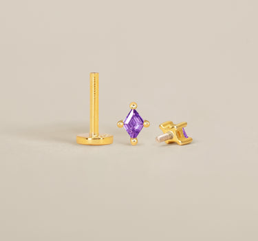 Amethyst Cut Flat Back Labret