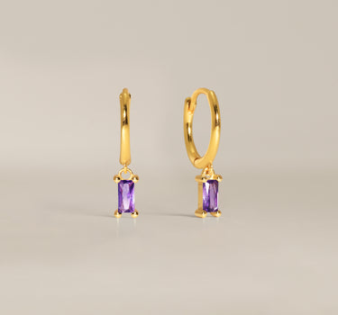 Baguette Amethyst Hoops