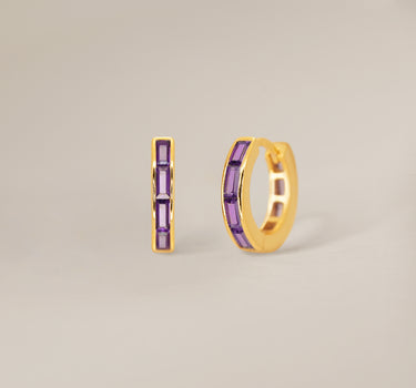 Amethyst Baguette Inlay Hoops