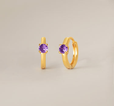Single Stone Amethyst Hoops
