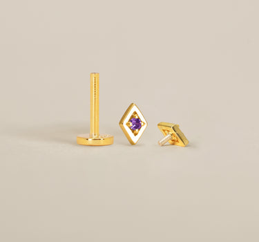 Amethyst Geometric Flat Back Labret