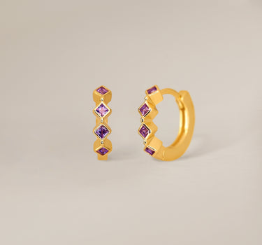BEZEL Amethyst Hoops
