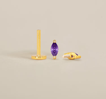Amethyst Marquise Flat Back Labret