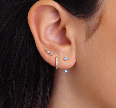 Aquamarine Front Back Ear Stack