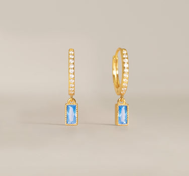 Paved Baguette Aquamarine Hoops