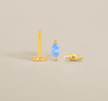 Aquamarine Marquise Flat Back Labret