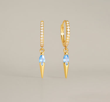 Paved Spike Aquamarine Hoops