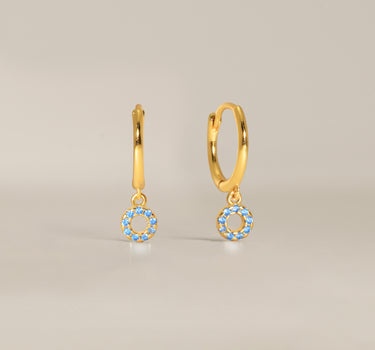 Paved Circle Aquamarine Hoops