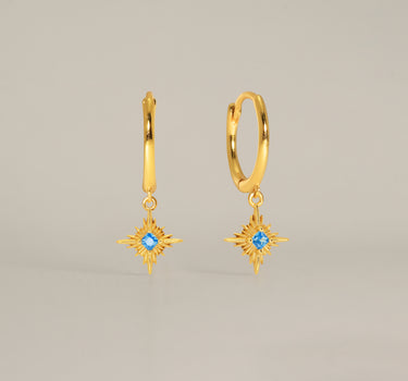 Starburst Aquamarine Hoops