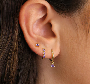 Amethyst Dangle Ear Stack