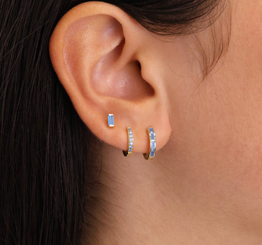 Aquamarine Baguette Inlay Ear Stack