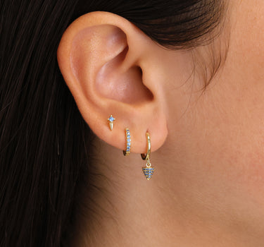 Aquamarine Spike Dangle Ear Stack