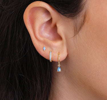 Aquamarine Teardrop Hoop Ear Stack