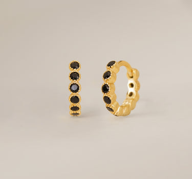 Bezel Black Onyx Hoops