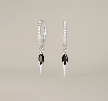 Paved Spike Black Onyx Hoops