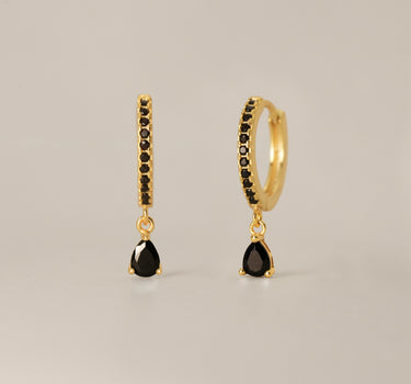 Black Onyx Paved Teardrop Hoops