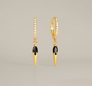 Paved Spike Black Onyx Hoops