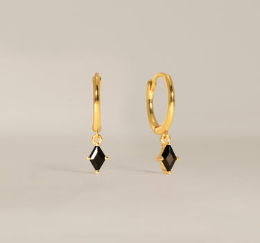 Black Onyx Cut Hoops