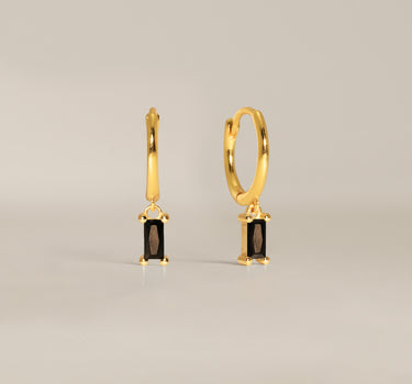 Baguette Black Onyx Hoops