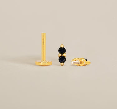 Black Onyx Twin Flat Back Labret