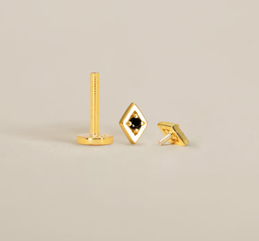 Black Onyx Geometric Flat Back Labret