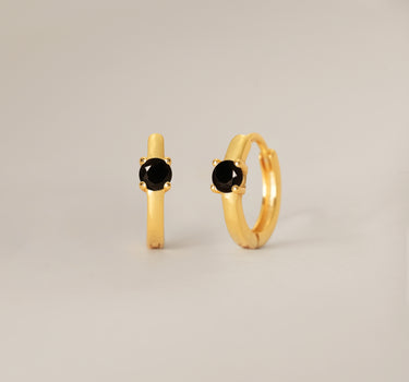 Single Stone Black Onyx Hoops