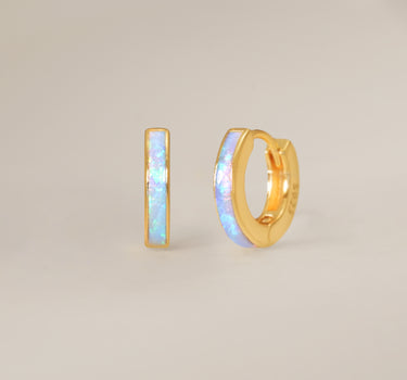 Blue Opal Inlay Hoops