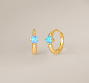 Blue Opal Stone Huggies