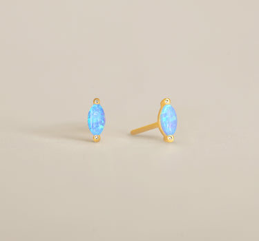 Single Marquise Blue Opal Studs