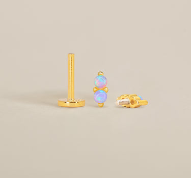 Blue Opal Twin Flat Back Labret