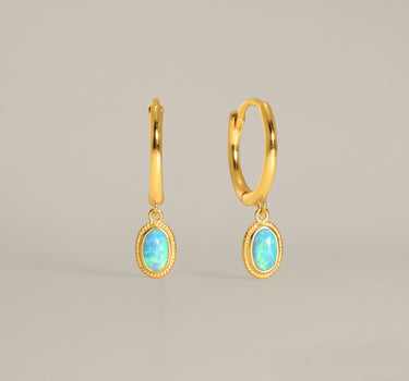 Blue Opal Dangle Hoops