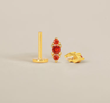 Garnet Bouquet Flat Back Labret