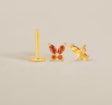 Garnet Butterfly Flat Back Labret