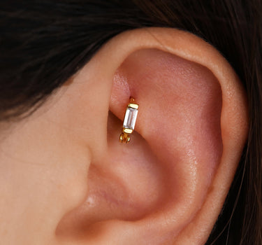 Mini Diamond Baguette Hoop