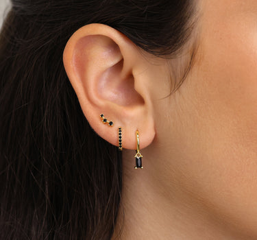 Black Onyx Solid Baguette Cut Ear Stack