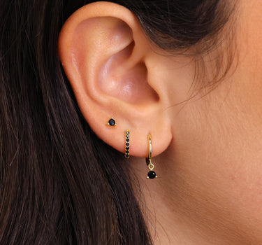 Black Onyx Dangle Ear Stack