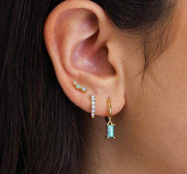 Blue Opal Solid Baguette Cut Ear Stack