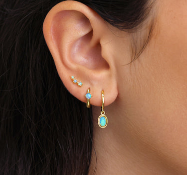 Blue Opal Dangle Charm Ear Stack