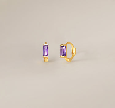 Mini Amethyst Baguette Hoop