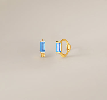 Mini Aquamarine Baguette Hoop