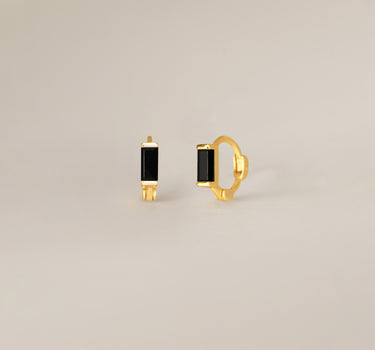 Mini Black Onyx Baguette Hoop
