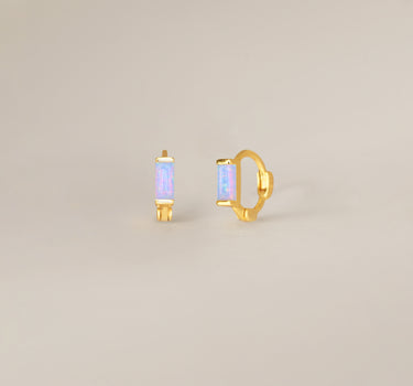 Mini Blue Opal Baguette Hoop