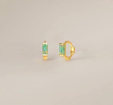 Mini Green Opal Baguette Hoop
