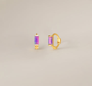 Mini Purple Opal Baguette Hoop