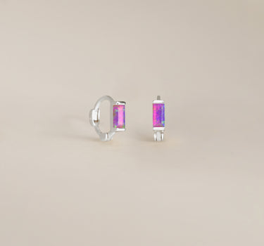 Mini Purple Opal Baguette Hoop